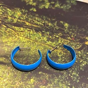 Unbranded Royal Blue 80s Small Size Hoop Earrings Women’s Jewelry Accessories